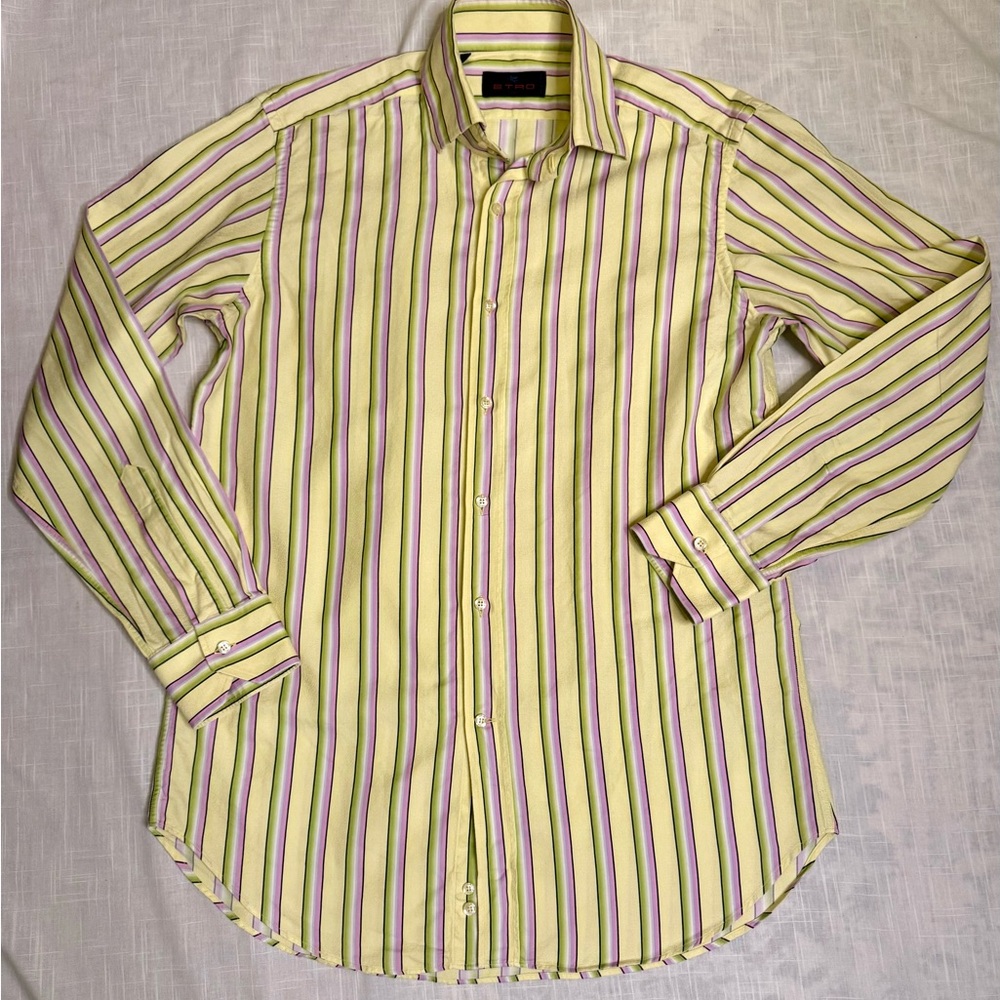 ETRO Men’s Striped‎ Yellow and Purple Men's Shirt size 40